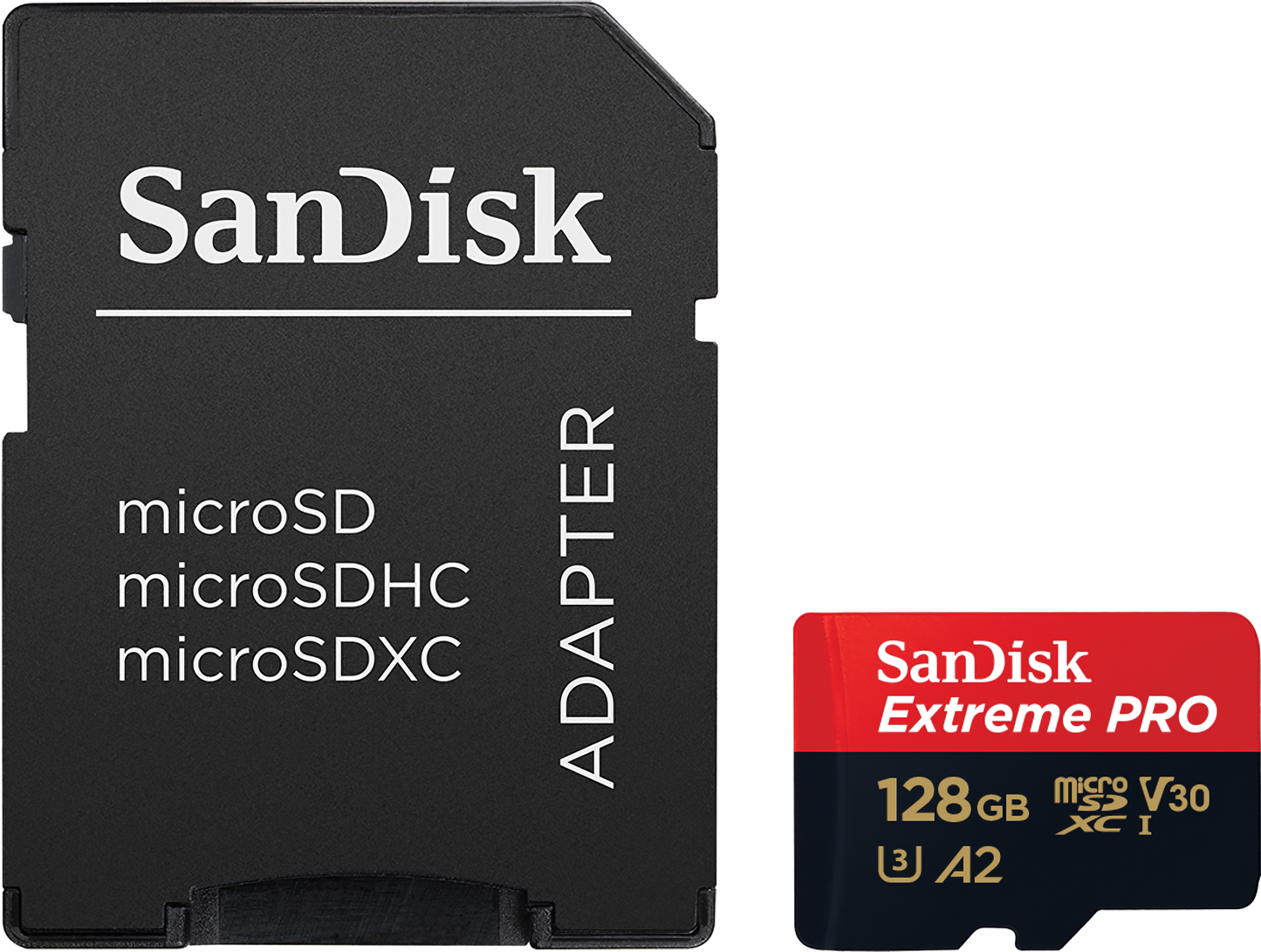 Memorijska kartica microSDXC SanDisk Extreme Pro, 128Gb, Klasa 10 / UHS-1 U3, Sa adapterom SDSQXCD-128G-GN6MA