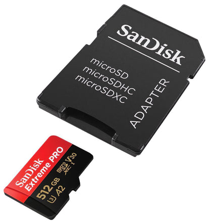 Memorijska kartica microSDXC SanDisk Extreme Pro, 512Gb, Klasa 10 / UHS-1 U3, Sa adapterom SDSQXCD-512G-GN6MA