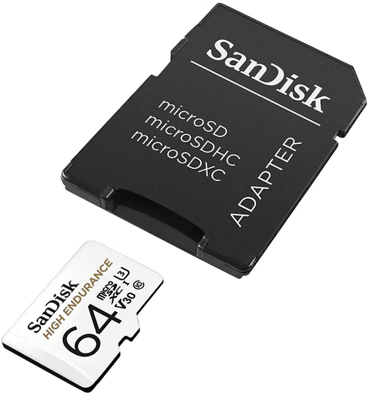 Memorijska kartica microSDXC SanDisk High Endurance, 64Gb, Klasa 10 / UHS-1 U3, Sa adapterom SDSQQNR-064G-GN6IA