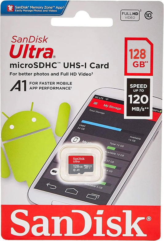 Memorijska kartica microSDXC SanDisk Ultra Android A1, 128Gb, Klasa 10 / UHS-1 U1 SDSQUAB-128G-GN6MN