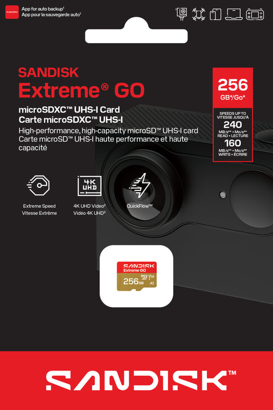 Memorijska kartica microSDXC SanDisk Extreme GO Android A2, 256Gb, Klasa 10 / UHS-1 U1 SDSQXGN-256G-GN6MN