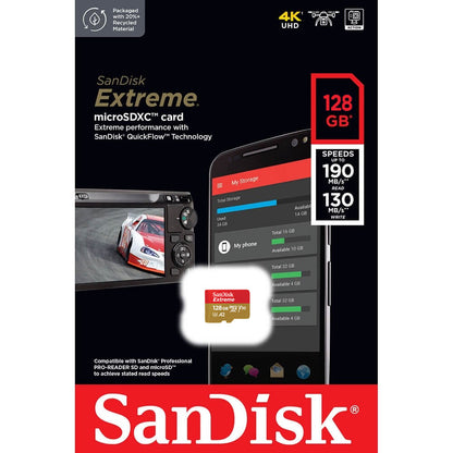 Memorijska kartica microSDXC SanDisk Extreme, 128Gb, Klasa 10 / UHS-1 U3 SDSQXAA-128G-GN6MN
