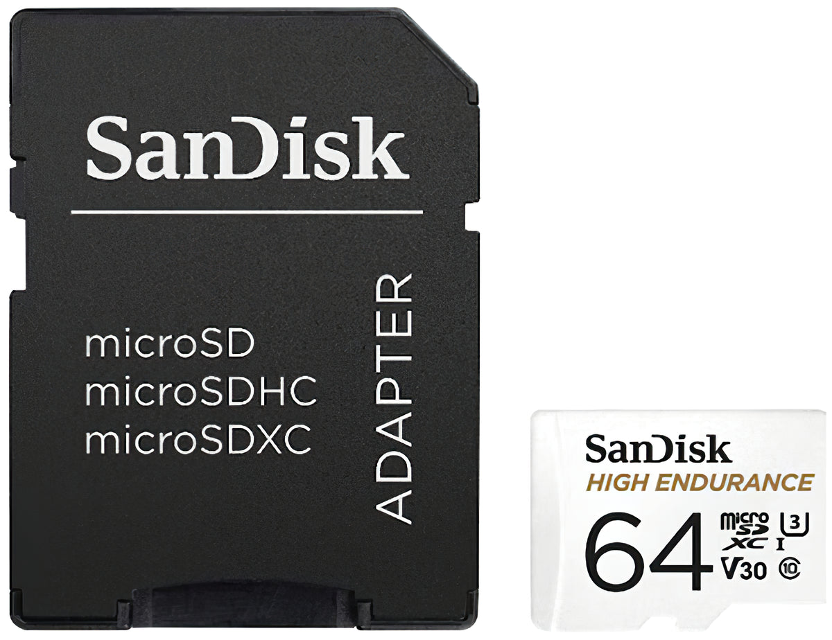 Memorijska kartica microSDXC SanDisk High Endurance, 64Gb, Klasa 10 / UHS-1 U3, Sa adapterom SDSQQNR-064G-GN6IA