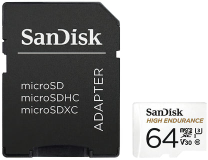 Memorijska kartica microSDXC SanDisk High Endurance, 64Gb, Klasa 10 / UHS-1 U3, Sa adapterom SDSQQNR-064G-GN6IA