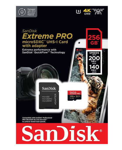 Memorijska kartica microSDXC SanDisk Extreme Pro, 256Gb, Klasa 10 / UHS-1 U3, Sa adapterom SDSQXCD-256G-GN6MA