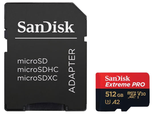 Memorijska kartica microSDXC SanDisk Extreme Pro, 512Gb, Klasa 10 / UHS-1 U3, Sa adapterom SDSQXCD-512G-GN6MA