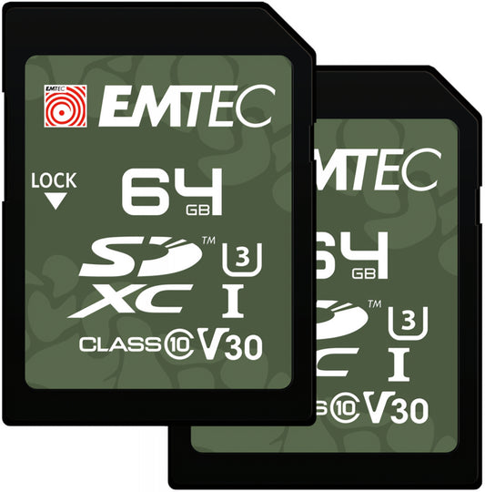 SDXC memorijska kartica Emtec Rugged Outdoor, 64Gb, Klasa 10 / UHS-1 U3, Set 2 komada ECMSD64GXCU3ORP