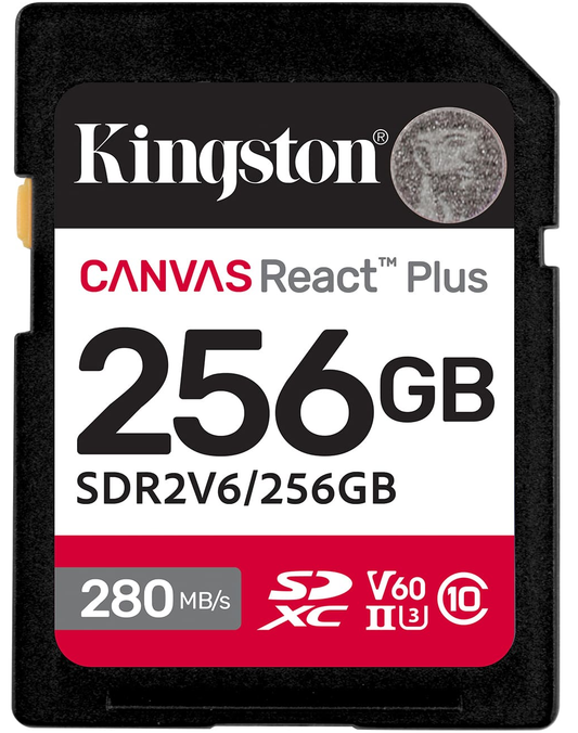 Memorijska kartica SDXC Kingston Canvas React Plus, 256Gb, Klasa 10 / UHS-2 U3 SDR2V6/256GB