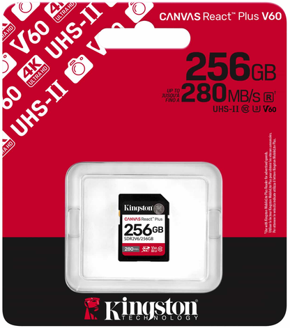 Memorijska kartica SDXC Kingston Canvas React Plus, 256Gb, Klasa 10 / UHS-2 U3 SDR2V6/256GB