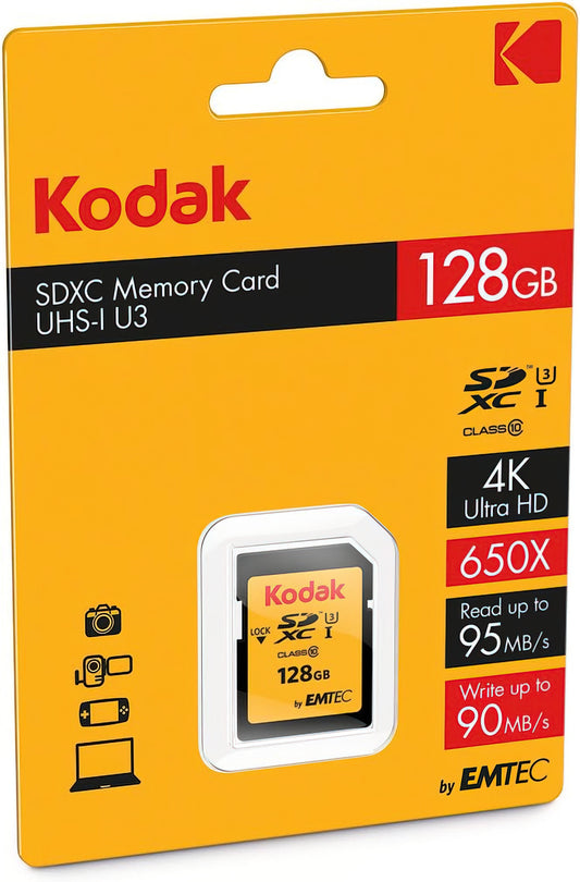 SDXC memorijska kartica Kodak, 128Gb, Klasa 10 / UHS-1 U3 EKMSD128GXC10HPRK