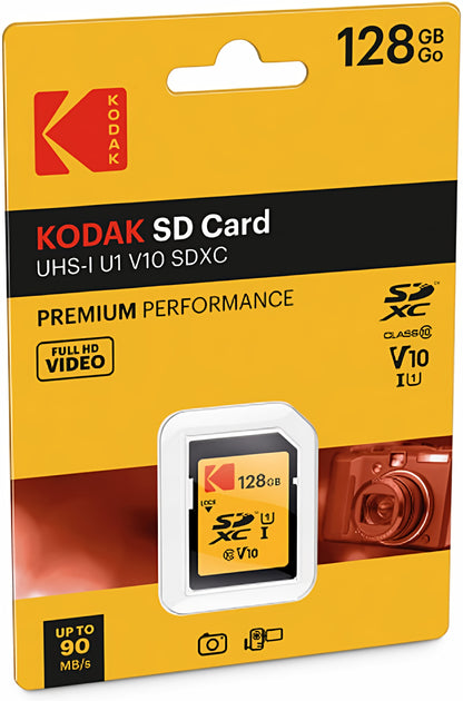 Memorijska kartica SDXC Kodak Premium Performance, 128Gb, Klasa 10 / UHS-1 U1 EKMSD128GXC10K