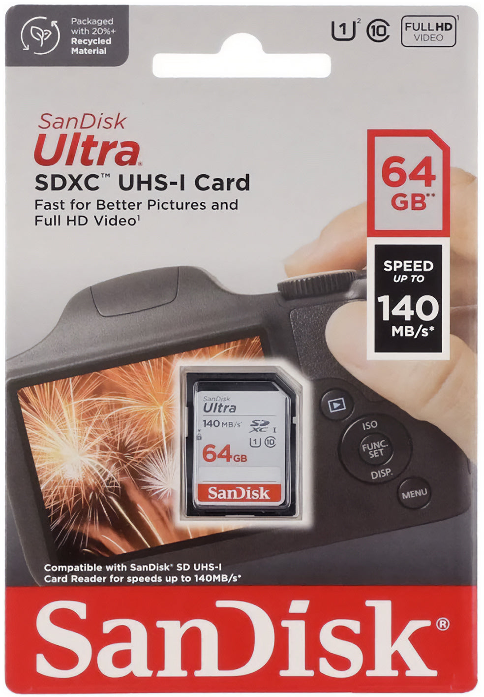 Memorijska kartica SDXC SanDisk Ultra, 64Gb, Klasa 10 / UHS-1 U1 SDSDUNB-064G-GN6IN