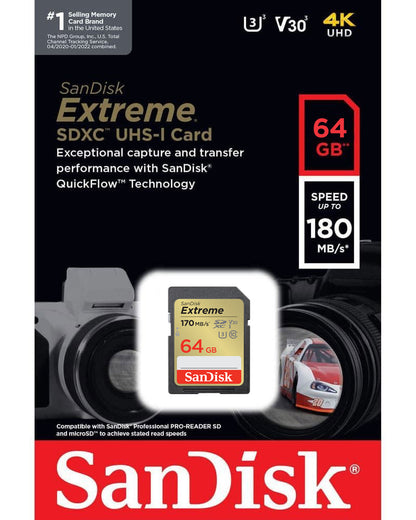 SDXC memorijska kartica SanDisk Extreme, 64Gb, Klasa 10 / UHS-1 U3 SDSDXV2-064G-GNCIN