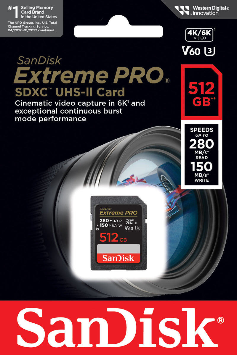 SDXC memorijska kartica SanDisk Extreme Pro, 512Gb, Klasa 10 / UHS-2 U3 SDSDXEP-512G-GN4IN