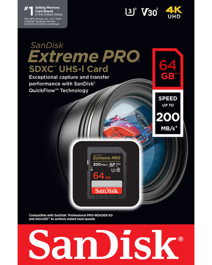 SDXC memorijska kartica SanDisk Extreme Pro, 64Gb, Klasa 10 / UHS-1 U3 SDSDXXU-064G-GN4IN