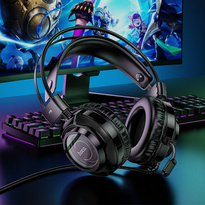 Gaming slušalice 3.5mm HOCO W110, RGB, Crne