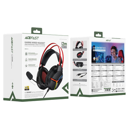 Gejmerske slušalice 3.5mm Acefast H16, RGB, 2m, Crne