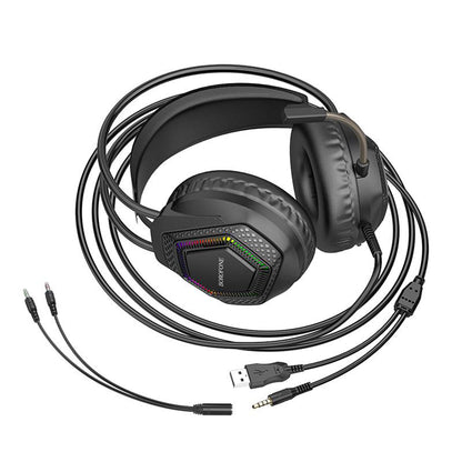 Gejming slušalice 3.5mm Borofone BO105 Thunder, RGB, 2m, Crne
