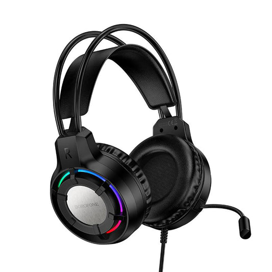 Gejmerske slušalice 3.5mm Borofone BO112 Wave, RGB, 2m, Crne