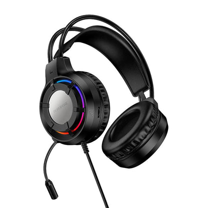 Gejmerske slušalice 3.5mm Borofone BO112 Wave, RGB, 2m, Crne