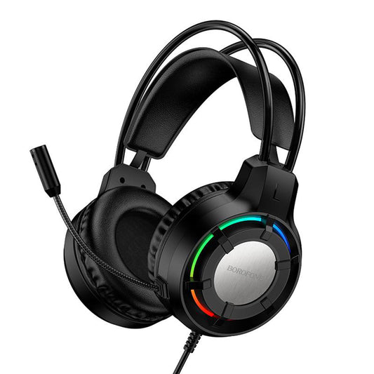 Gejmerske slušalice 3.5mm Borofone BO112 Wave, RGB, 2m, Crne