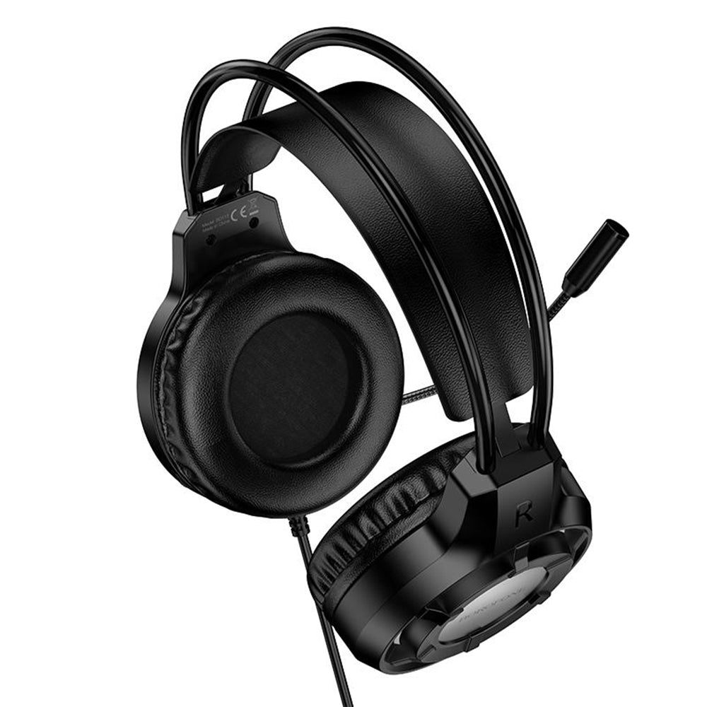 Gejmerske slušalice 3.5mm Borofone BO112 Wave, RGB, 2m, Crne