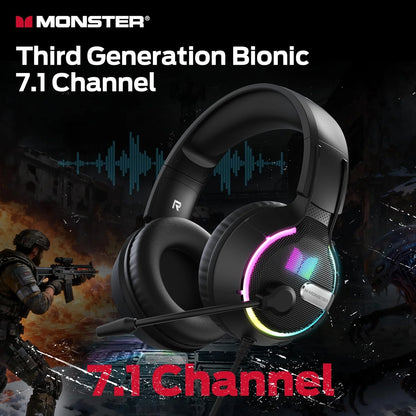 Gejming slušalice 3.5mm Monster Mission 320, RGB, 1.9m, Crne
