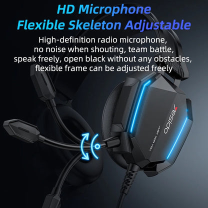 Gaming slušalice 3.5mm Yesido EK03, RGB, 2m, Crne