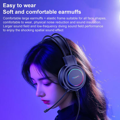 Gaming slušalice USB Yesido EK05, RGB, 1.2m, Crne