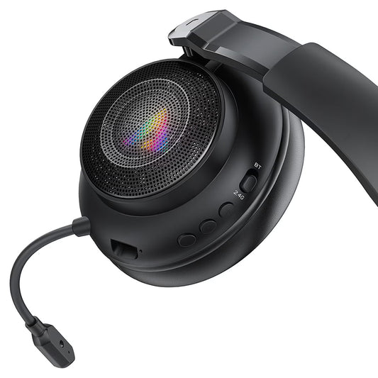 Bežične gejming slušalice Acefast H15, RGB, BT / Wi-Fi / Žičane, Crne