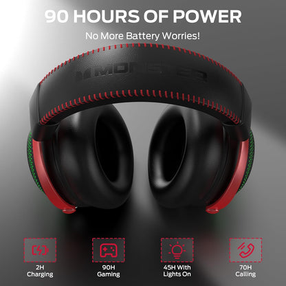 Bežične gejming slušalice Monster Mission 350, BT / Wi-Fi / Žičane, Crne