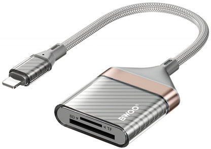 Čitač kartica Lightning BWOO BZ63, SD - microSD, sivi