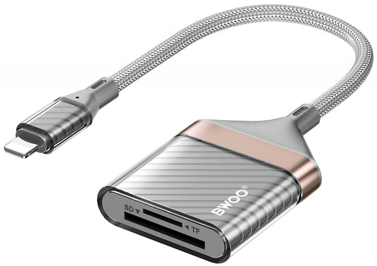 Čitač kartica Lightning BWOO BZ63, SD - microSD, sivi