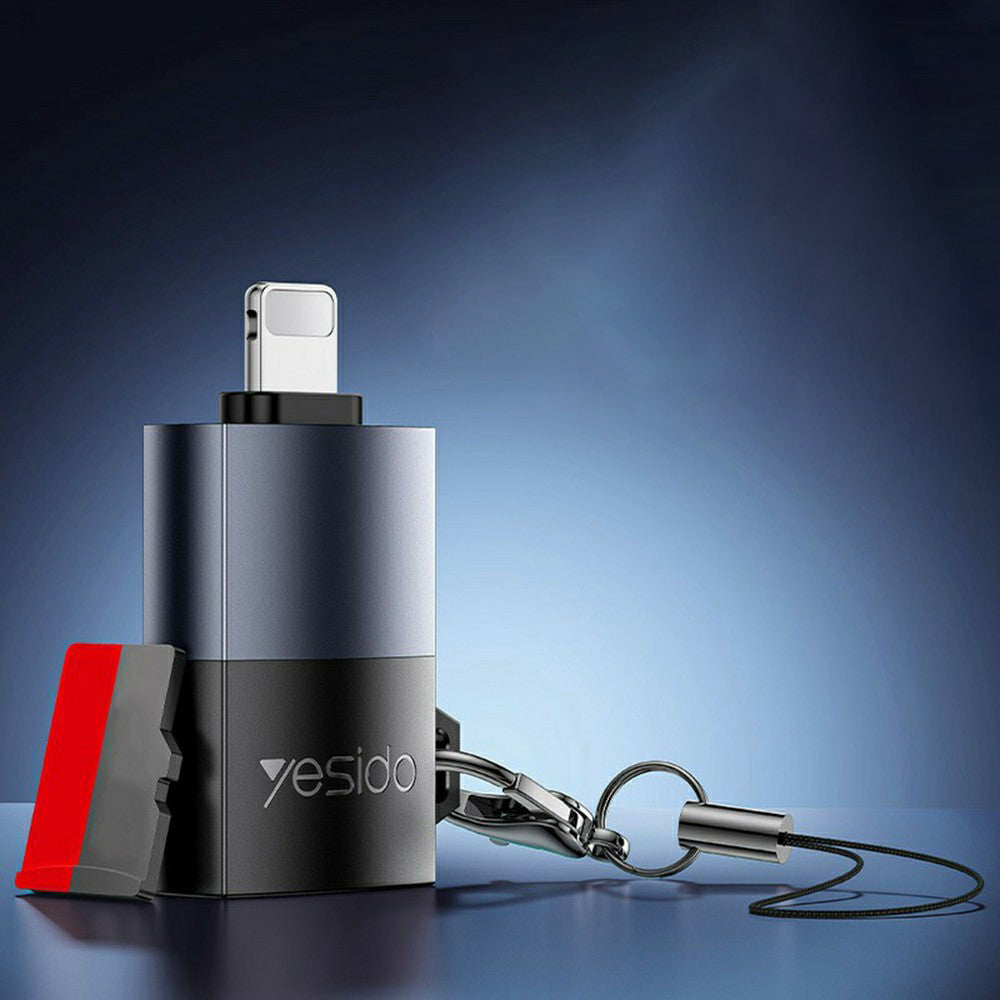 Čitač kartica Lightning Yesido GS38, microSD, Sivi, Ponovo zapečaćen