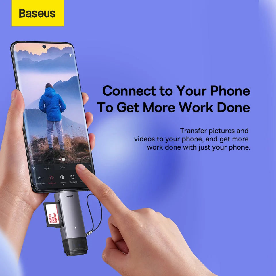 Čitač kartica USB / USB-C Baseus Lite, SD - microSD, Sivi WKQX060113