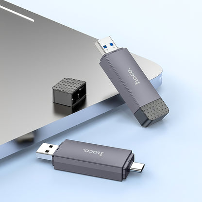 Čitač kartica USB / USB-C HOCO HB45, SD - microSD, USB 2.0, Sivi