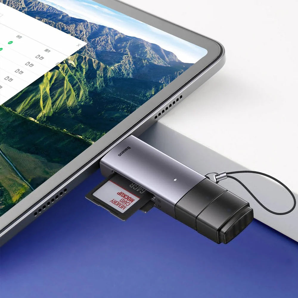Čitač kartica USB / USB-C Baseus Lite, SD - microSD, Sivi WKQX060113