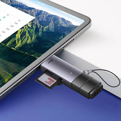 Čitač kartica USB / USB-C Baseus Lite, SD - microSD, Sivi WKQX060113