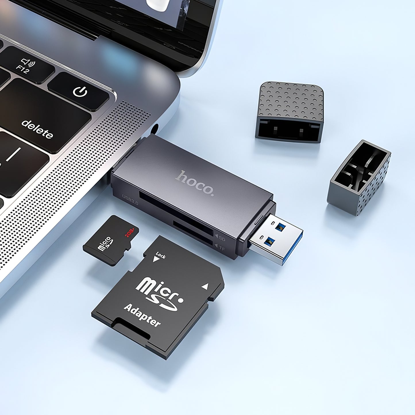 Čitač kartica USB / USB-C HOCO HB45, SD - microSD, USB 2.0, Sivi