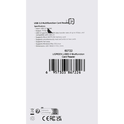Čitač kartica USB 3.0 UGREEN CM264, SD - microSD, Crni