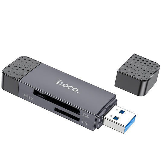 Čitač kartica USB / USB-C HOCO HB45, SD - microSD, USB 2.0, Sivi