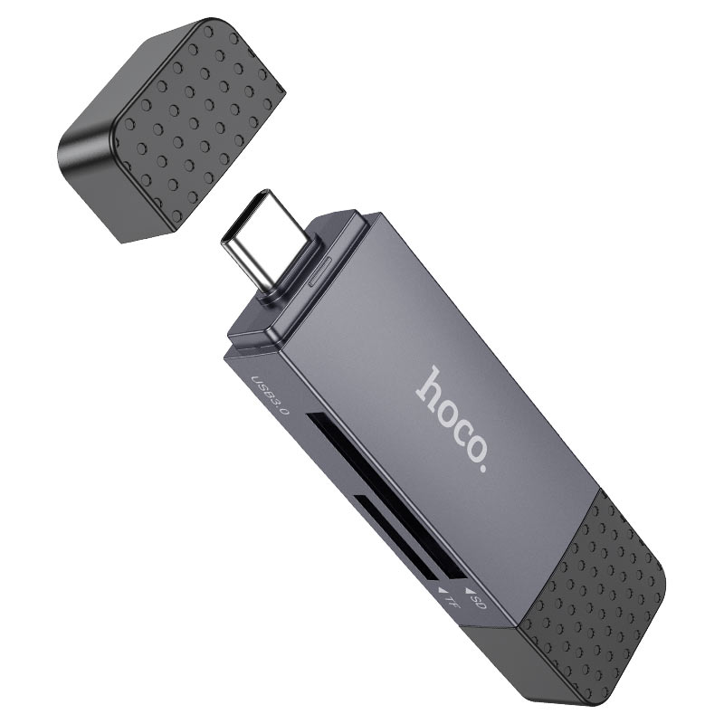 Čitač kartica USB 3.0 / USB-C HOCO HB45, SD - microSD, Sivi