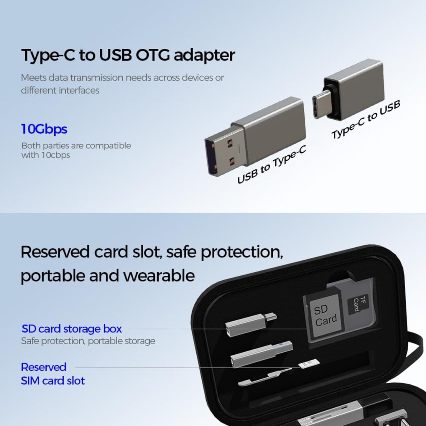 Čitač kartica USB / USB-C OEM OmniLink Pro-003 Travel, 10in1, Siva