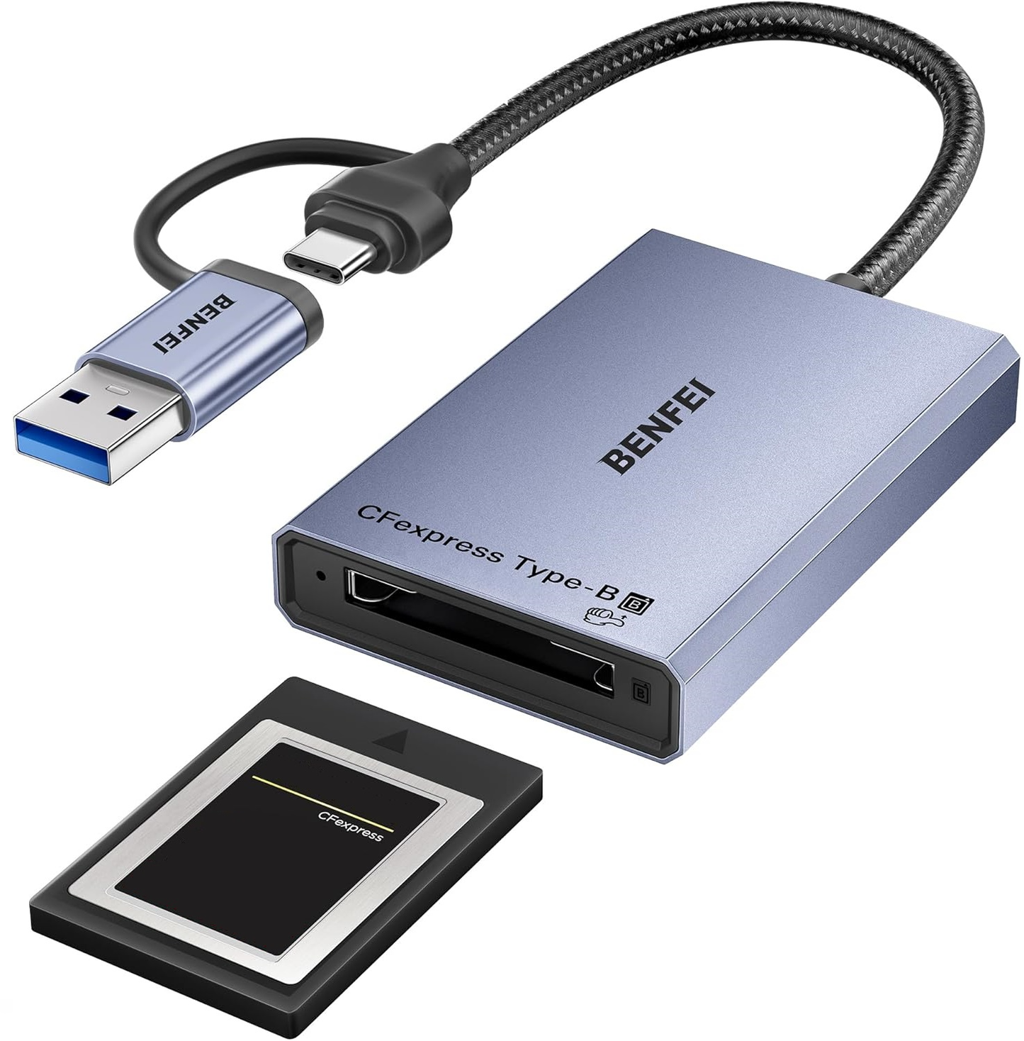 Čitač kartica USB 3.2 / USB-C Benfei, CFexpress B, Siva