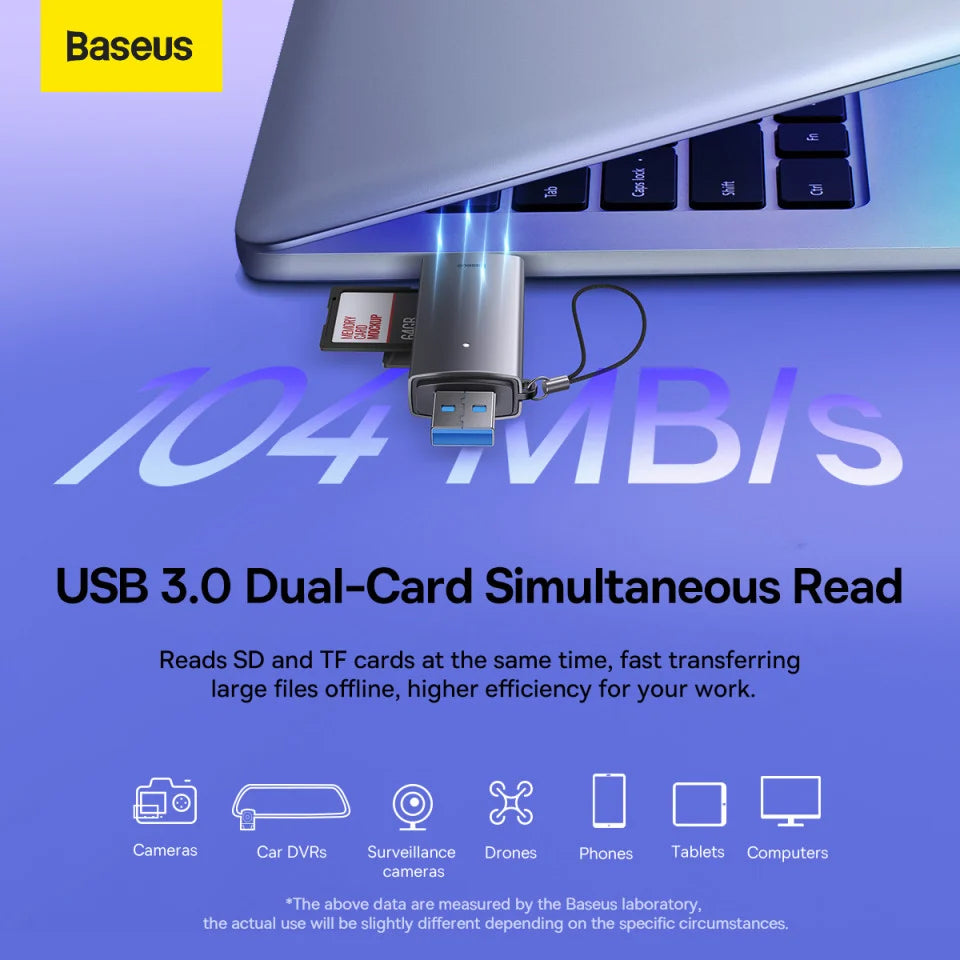 Čitač kartica USB / USB-C Baseus Lite, SD - microSD, Sivi WKQX060113