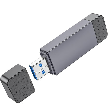 Čitač kartica USB / USB-C HOCO HB45, SD - microSD, USB 2.0, Sivi
