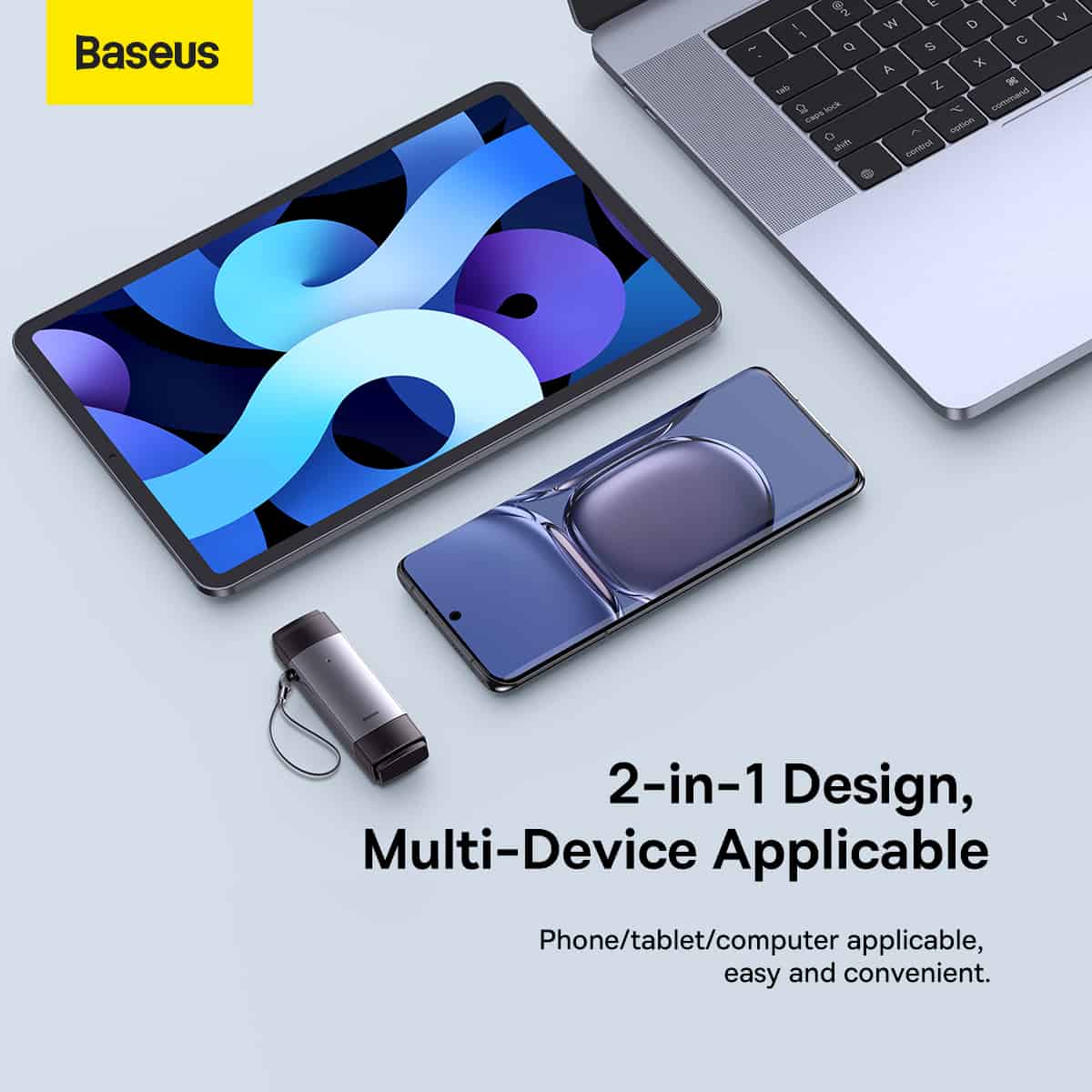 Čitač kartica USB / USB-C Baseus Lite, SD - microSD, Sivi WKQX060113