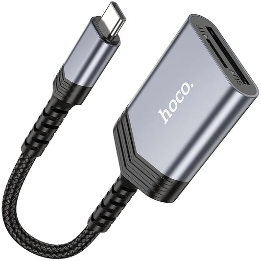 Čitač kartica USB-C HOCO UA25, SD - microSD, Sivi
