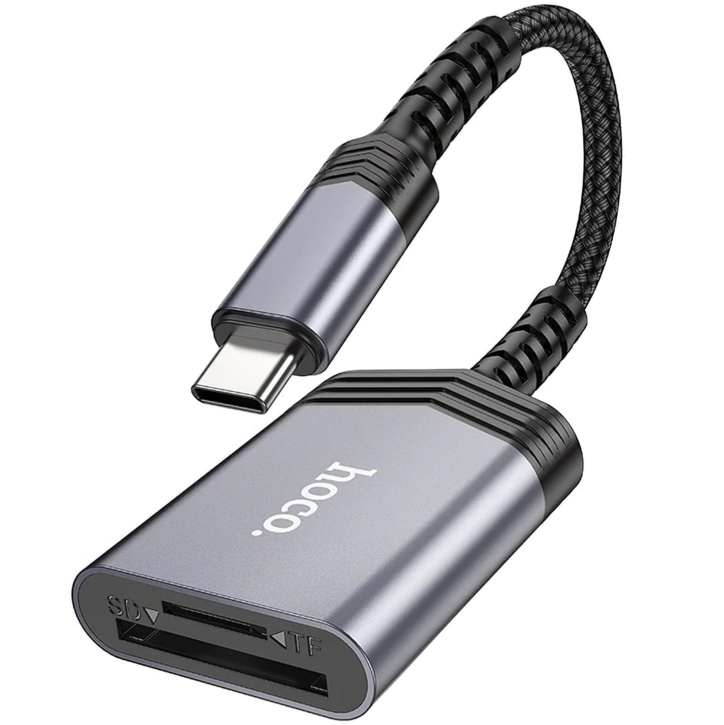 Čitač kartica USB-C HOCO UA25, SD - microSD, Sivi