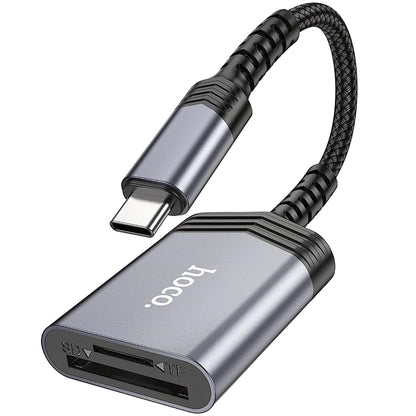 Čitač kartica USB-C HOCO UA25, SD - microSD, Sivi